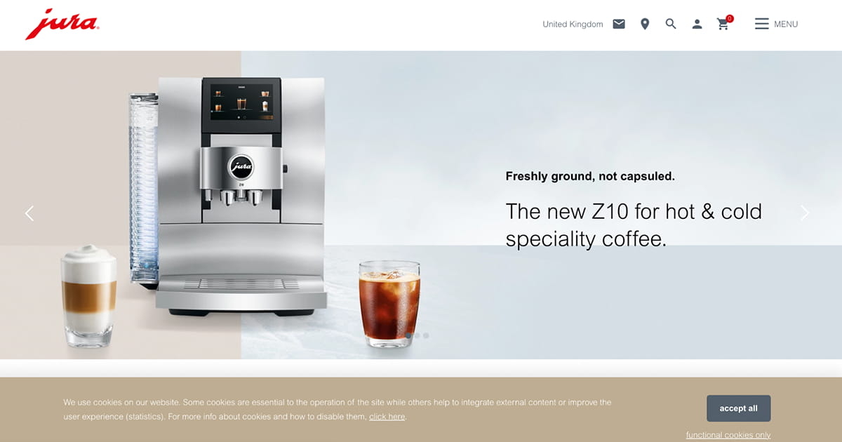 Jura Coffee received the AVA Gold Award for Most Innovative Website Element, Jura Live.