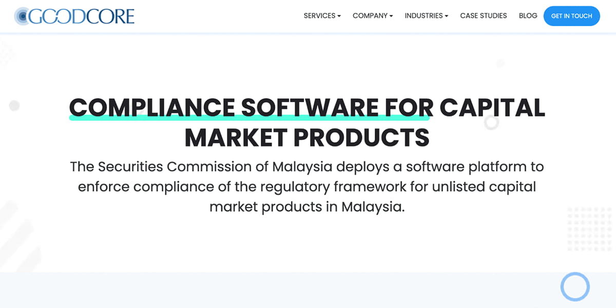 Goodcore developed the software that is now used by industry players to submit information about their investment products to the regulator.